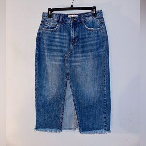 small zara denim midi skirt